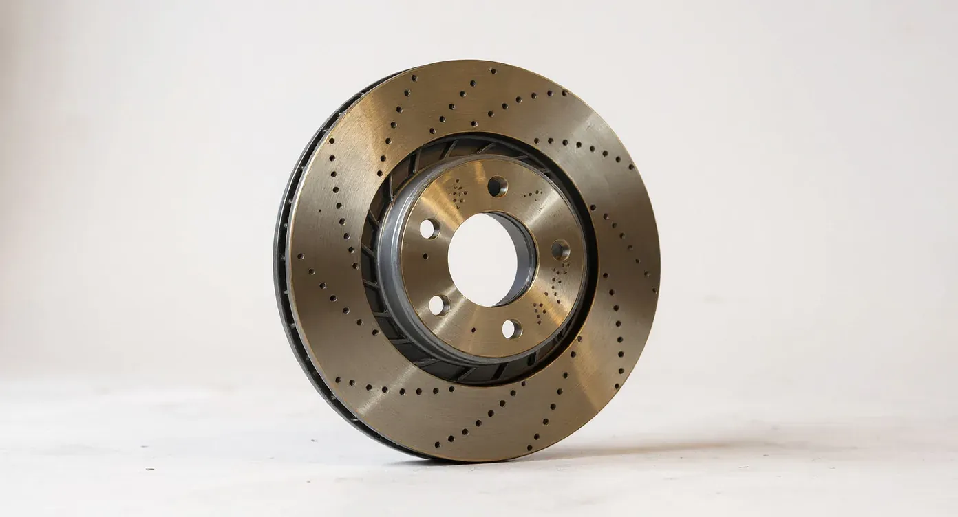 The same vented brake disc as a clean catalog packshot on an off-white background