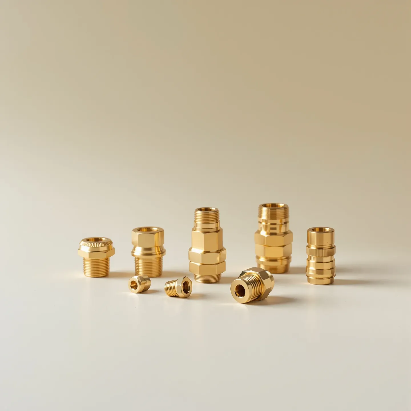 Brass cable glands and terminal parts in several sizes with crisp threads