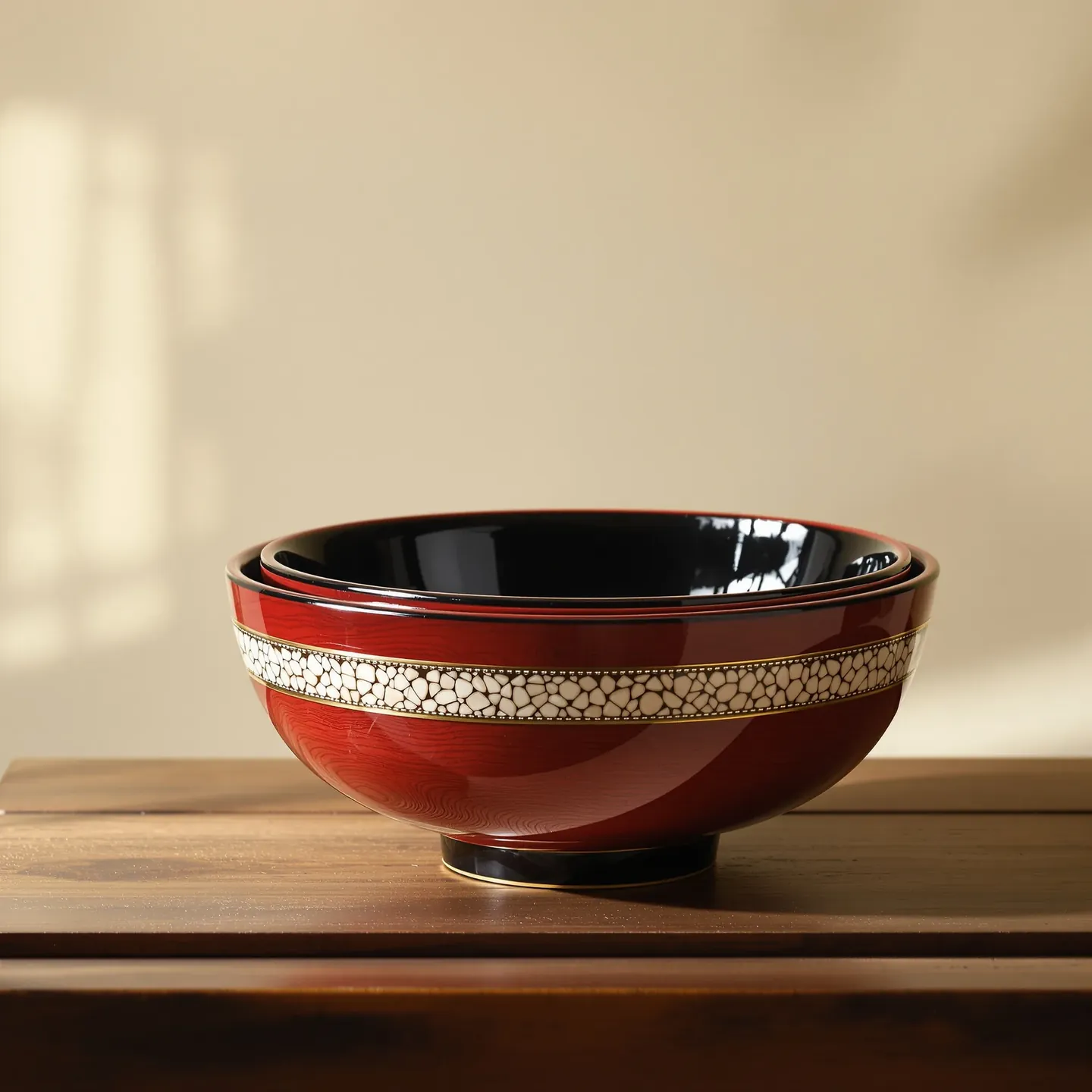 A set of three nesting hand-lacquered bowls