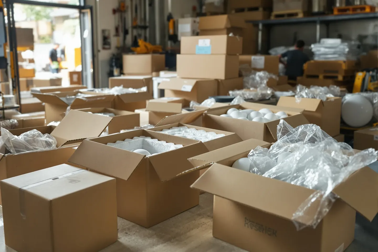 Pendants packed in moulded pulp inserts inside plain inner boxes