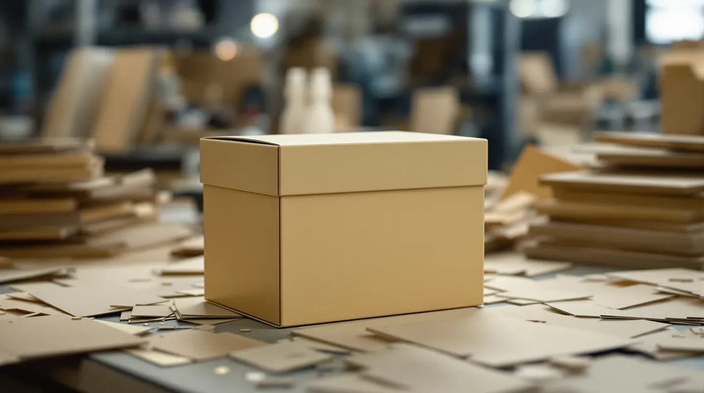 Phone photo of a plain rigid gift box with a magnetic lid in a workshop